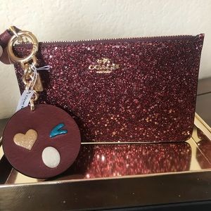 NEW Coach Glitter wristlet clutch with Key Ring